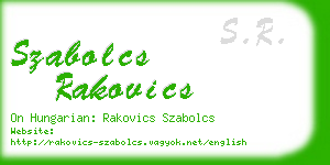 szabolcs rakovics business card